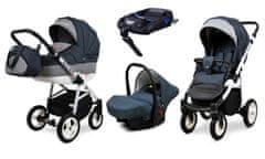 Babylux Alu Way Dark Grey | 4v1 Kombinirani Voziček kompleti | Otroški voziček + Carrycot + Avtosedežem + ISOFIX