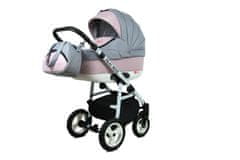 Babylux Alu Way Sweer Pink | 3v1 Kombinirani Voziček kompleti | Otroški voziček + Carrycot + Avtosedežem