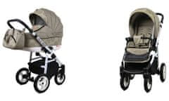 Babylux Alu Way Khaki Monstera Leaves | 2v1 Kombinirani Voziček kompleti | Otroški voziček + Carrycot