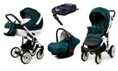 Babylux Lilly Bottle Green | 4v1 Kombinirani Voziček kompleti | Otroški voziček + Carrycot + Avtosedežem + ISOFIX