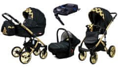 Babylux Lumio Gold Rainbow | 4v1 Kombinirani Voziček kompleti | Otroški voziček + Carrycot + Avtosedežem + ISOFIX