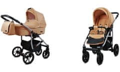 Babylux Qbaro Beige | 2v1 Kombinirani Voziček kompleti | Otroški voziček + Carrycot