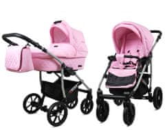 Babylux Qbaro Sweet Pink | 2v1 Kombinirani Voziček kompleti | Otroški voziček + Carrycot