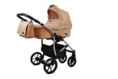 Babylux Qbaro Beż | 3v1 Kombinirani Voziček kompleti | Otroški voziček + Carrycot + Avtosedežem
