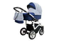 Babylux Queen Sailor Blue | 3v1 Kombinirani Voziček kompleti | Otroški voziček + Carrycot + Avtosedežem