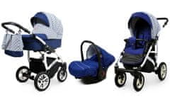 Babylux Queen Sailor Blue | 3v1 Kombinirani Voziček kompleti | Otroški voziček + Carrycot + Avtosedežem