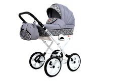Babylux Rosso Silver Leaf | 4v1 Kombinirani Voziček kompleti | Otroški voziček + Carrycot + Avtosedežem + ISOFIX