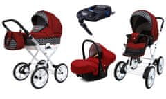 Babylux Rosso Optical Chili | 4v1 Kombinirani Voziček kompleti | Otroški voziček + Carrycot + Avtosedežem + ISOFIX