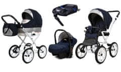 Babylux Rosso Blue Shine | 4v1 Kombinirani Voziček kompleti | Otroški voziček + Carrycot + Avtosedežem + ISOFIX