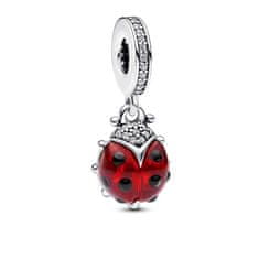 Pandora Čudovit srebrn obesek za srečo Ladybug Moments 792571C01