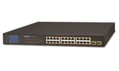 Planet GSW-2620VHP PoE stikalo, 24x1Gb + 2xSFP 1Gb, LCD, VLAN, način razširitve 10Mb-250m, 802.3at, 802.3az, 300W PoE Budget