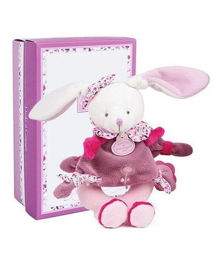 Doudou Darilni set - plišasti zajček z gomolčkom 19 cm