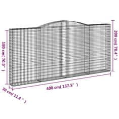 Vidaxl Obokane gabion košare 25 kos 400x30x180/200 cm pocinkano železo