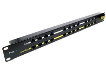 XtendLan POE Patch panel/ UTP cat.5e 12p/ 1U/ Črna (19" rack)