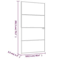Vidaxl Notranja vrata bela 102x201,5 cm kaljeno steklo aluminij tanka