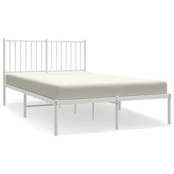 Vidaxl Kovinski posteljni okvir z vzglavjem bel 120x200 cm