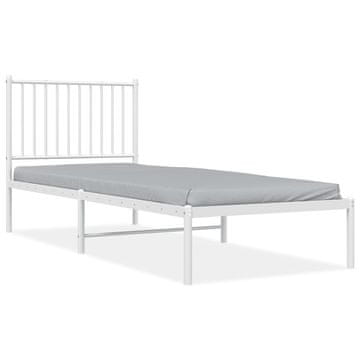 Vidaxl Kovinski posteljni okvir z vzglavjem bel 80x200 cm