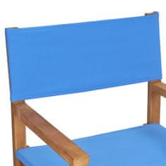 shumee Zložljiv režiserski stol 2 kosa modre barve trdna tikovina