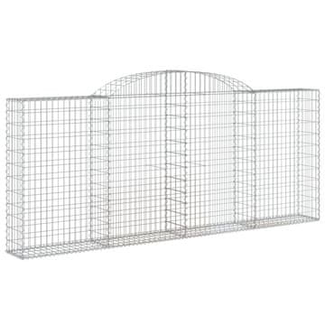 Vidaxl Obokana gabionska košara 300x30x120/140 cm pocinkano železo
