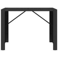 Vidaxl Barska miza s stekleno ploščo črna 145x80x110 cm poli ratan