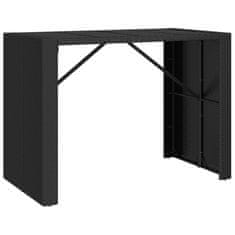 Vidaxl Barska miza s stekleno ploščo črna 145x80x110 cm poli ratan