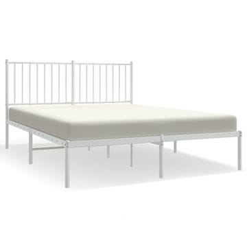 Vidaxl Kovinski posteljni okvir z vzglavjem bel 140x200 cm