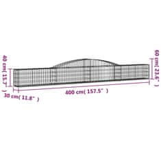 Vidaxl Obokane gabion košare 25 kosi 400x30x40/60 cm pocinkano železo