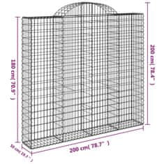 Greatstore Obokane gabion košare 9 kosi 200x50x180/200 cm pocinkano železo