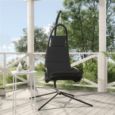 Vidaxl Vrtni gugalni stol z blazino temno sivo oxford blago in jeklo