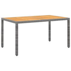 shumee Vrtna miza 150x90x75 cm akacijev les in poli ratan siva