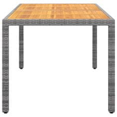 Vidaxl Vrtna miza 150x90x75 cm akacijev les in poli ratan siva