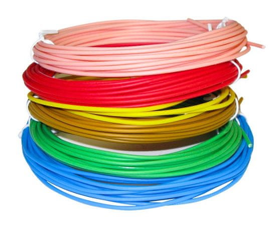 XtendLan nizkotemperaturni filament PCL za 3D pisala, 6 barv, vsaka barva 5m 1,75mm črv/zelena/modra/rumena/rožnata/zlata