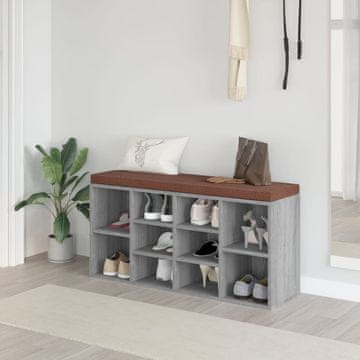 Vidaxl vidaXL Klop s prostorom za čevlje, siv hrast sonoma, 103x30x48 cm