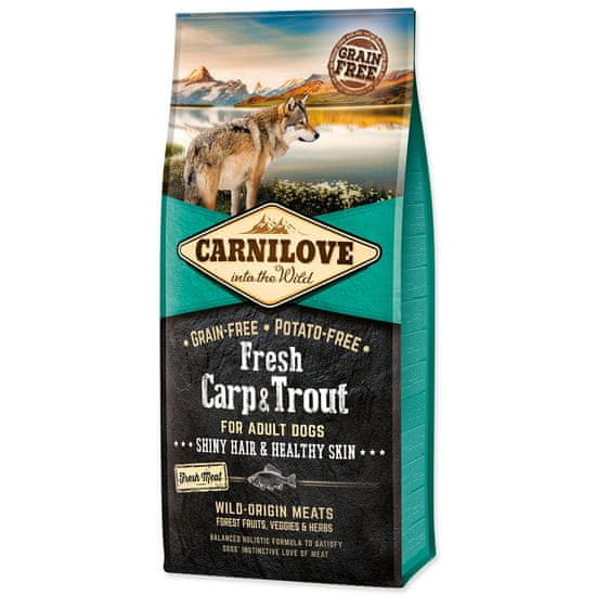 Carnilove CARNILOVE Fresh Carp & Trout Shiny Hair & Healthy Skin for Adult dogs 12 kg