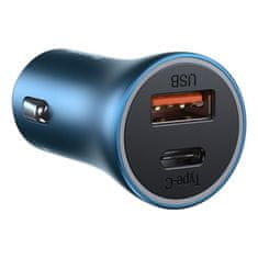 BASEUS Golden Contactor Pro avto polnilec USB-C / USB 40W PD QC + kabel USB-C / Lightning, modrá