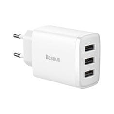 BASEUS Compact polnilnik 3x USB 17W, bela