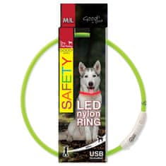 Dog Fantasy Obojek DOG FANTASY LED nylonový zelený M-L 1 ks