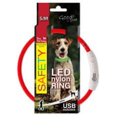 Dog Fantasy Obojek DOG FANTASY LED nylonový červený S-M 1 ks