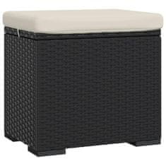 Vidaxl Tabure z blazino 2 kosa črne barve 40x30x40 cm poli ratan