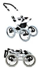 Babylux Classic White Silver Hearts | 4v1 Kombinirani Voziček kompleti | Otroški voziček + Carrycot + Avtosedežem + ISOFIX