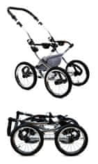 Babylux Classic Exclusive Silver Hearts | 4v1 Kombinirani Voziček kompleti | Otroški voziček + Carrycot + Avtosedežem + ISOFIX