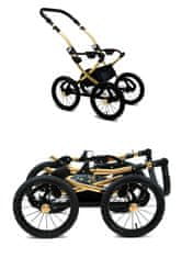 Babylux Classic Gold Jungle Flowers | 4v1 Kombinirani Voziček kompleti | Otroški voziček + Carrycot + Avtosedežem + ISOFIX