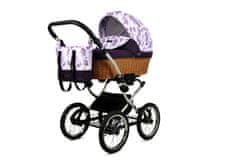 Babylux Classic Exclusive Lilac Flowers | 4v1 Kombinirani Voziček kompleti | Otroški voziček + Carrycot + Avtosedežem + ISOFIX