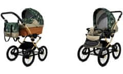 Babylux Classic Gold Fern Leaf | 2v1 Kombinirani Voziček kompleti | Otroški voziček + Carrycot