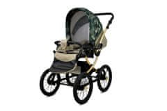 Babylux Classic White Fern Leaf | 3v1 Kombinirani Voziček kompleti | Otroški voziček + Carrycot + Avtosedežem