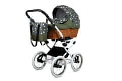 Babylux Classic White Olive Star | 4v1 Kombinirani Voziček kompleti | Otroški voziček + Carrycot + Avtosedežem + ISOFIX