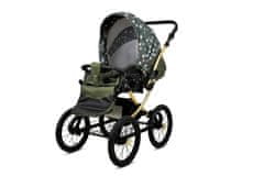 Babylux Classic Gold Olive Star | 4v1 Kombinirani Voziček kompleti | Otroški voziček + Carrycot + Avtosedežem + ISOFIX