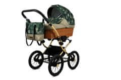 Babylux Classic Gold Fern Leaf | 4v1 Kombinirani Voziček kompleti | Otroški voziček + Carrycot + Avtosedežem + ISOFIX