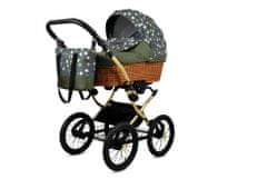 Babylux Classic Gold Olive Star | 3v1 Kombinirani Voziček kompleti | Otroški voziček + Carrycot + Avtosedežem