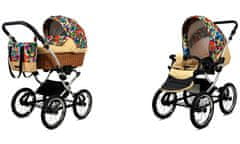 Babylux Classic Exclusive Jungle Flowers | 2v1 Kombinirani Voziček kompleti | Otroški voziček + Carrycot